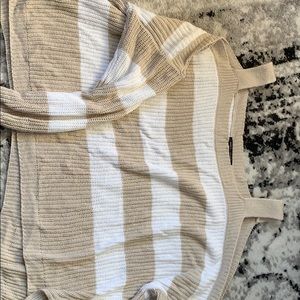 Striped open shoulder sweater